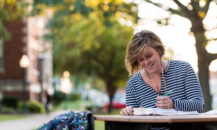 student on campus